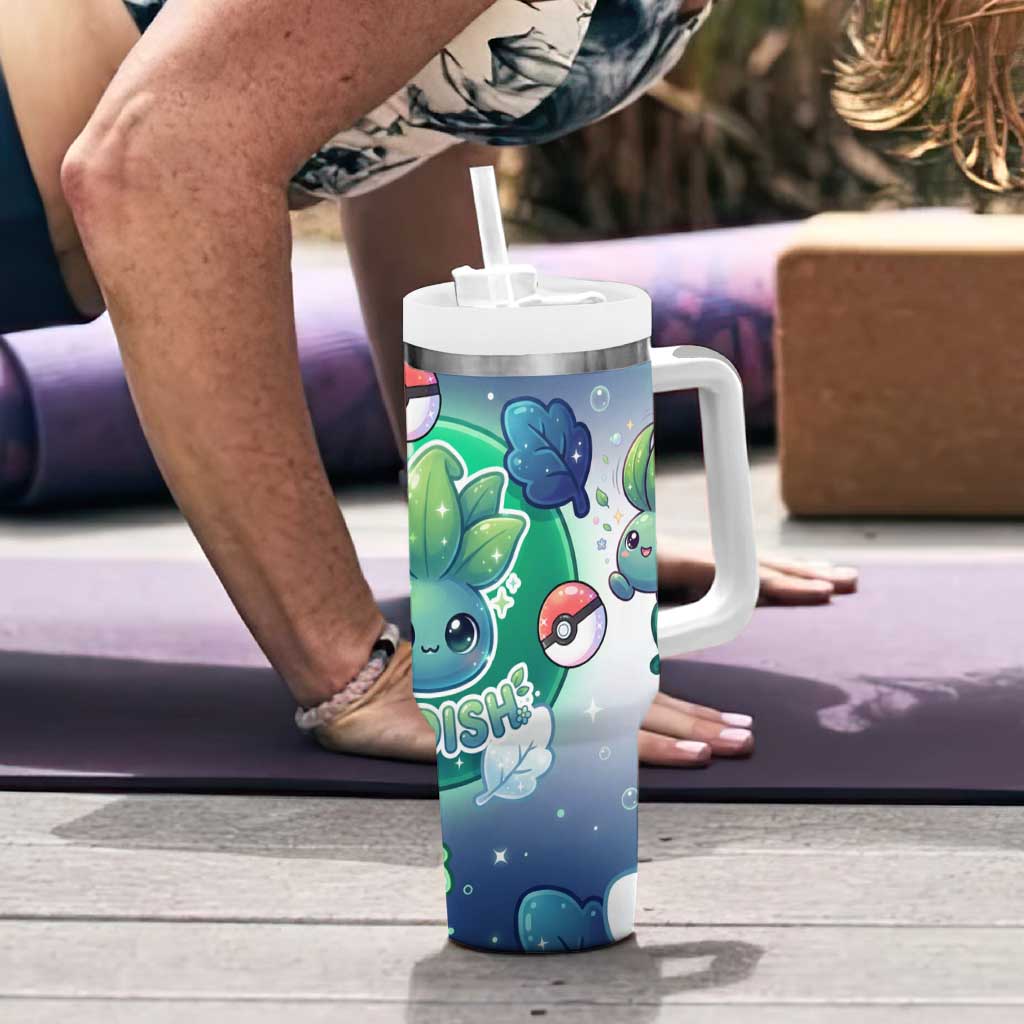 Oddish Tumbler With Handle Whimsical Kawaii Botanical Fantasy