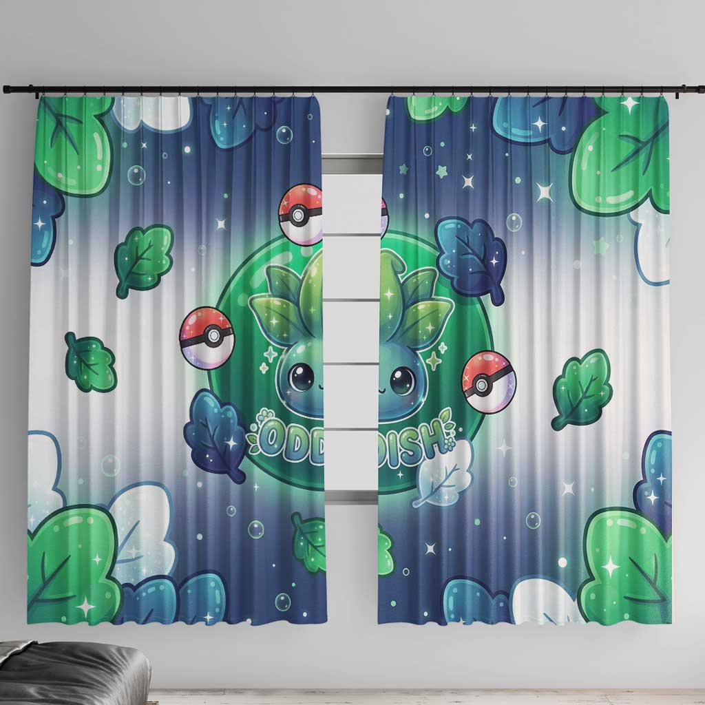 Oddish Window Curtain Whimsical Kawaii Botanical Fantasy