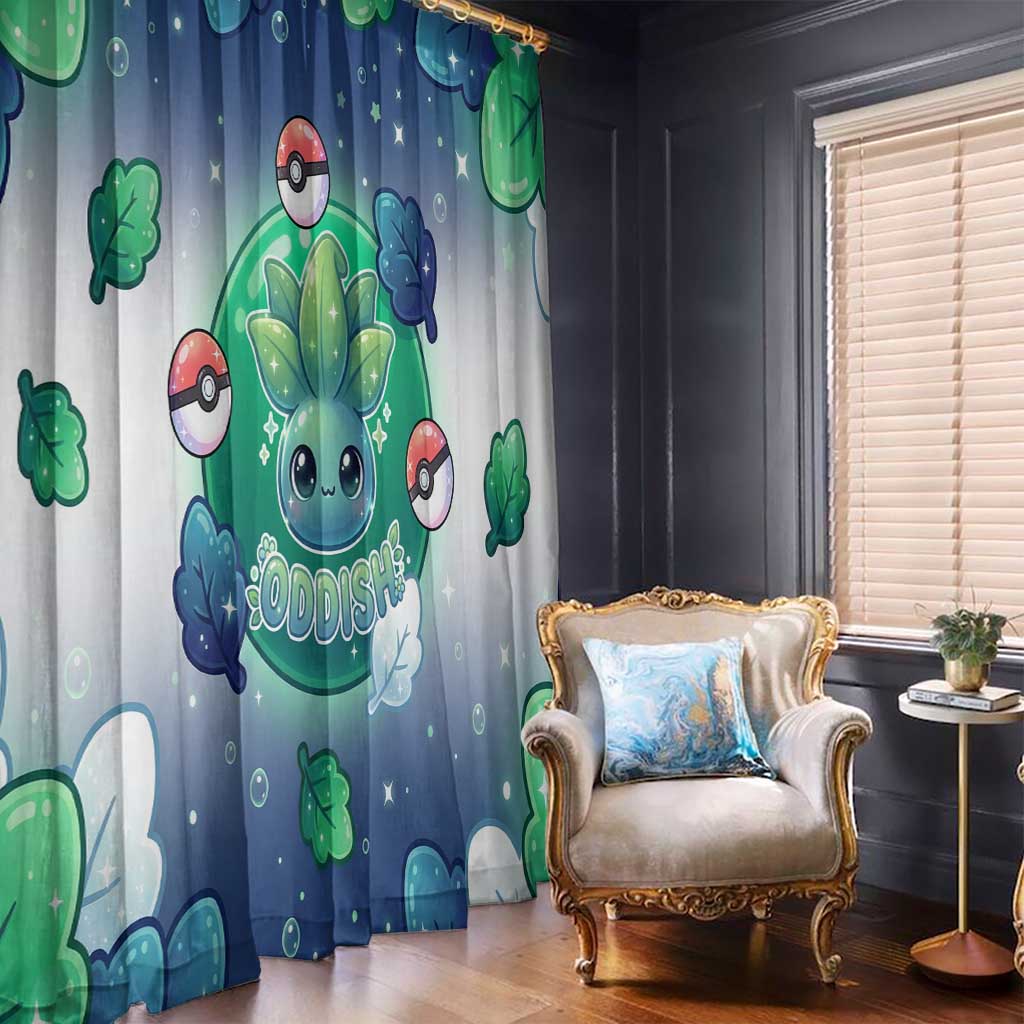 Oddish Window Curtain Whimsical Kawaii Botanical Fantasy