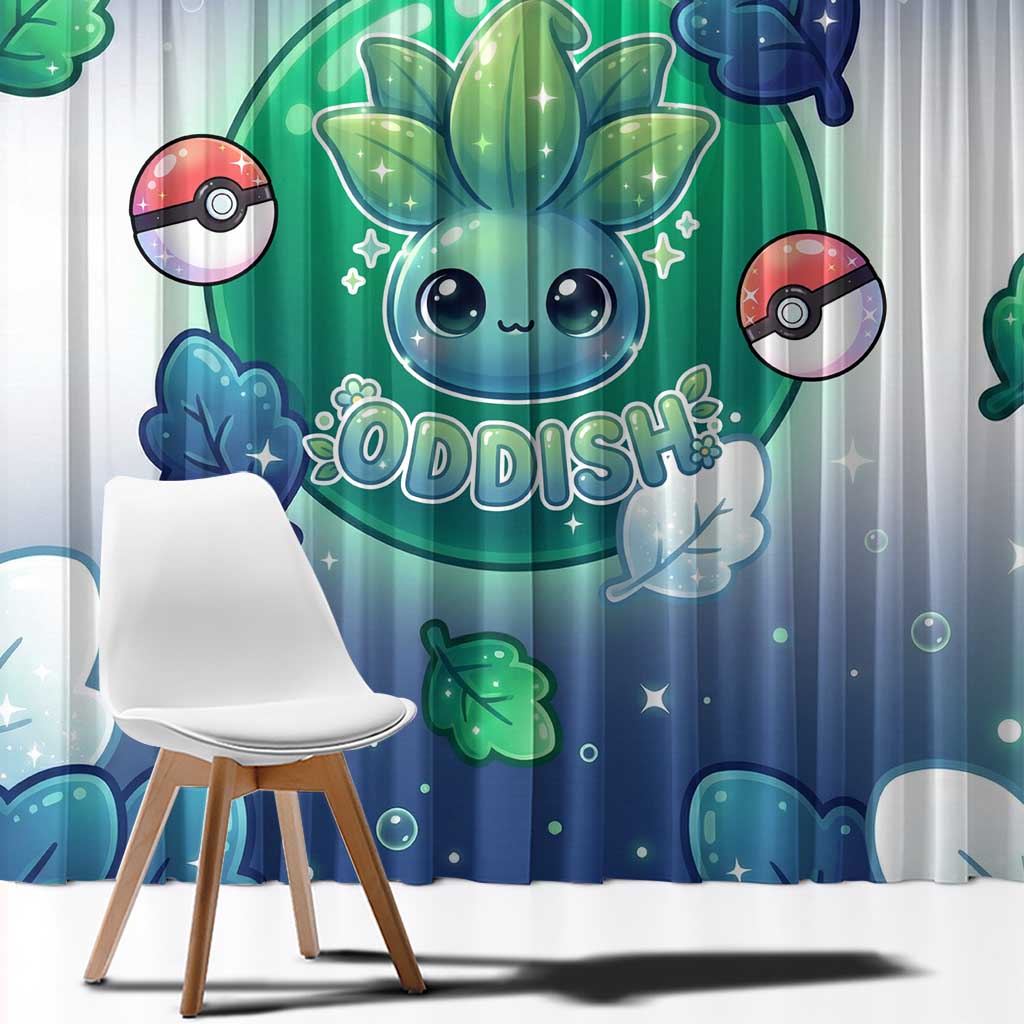 Oddish Window Curtain Whimsical Kawaii Botanical Fantasy