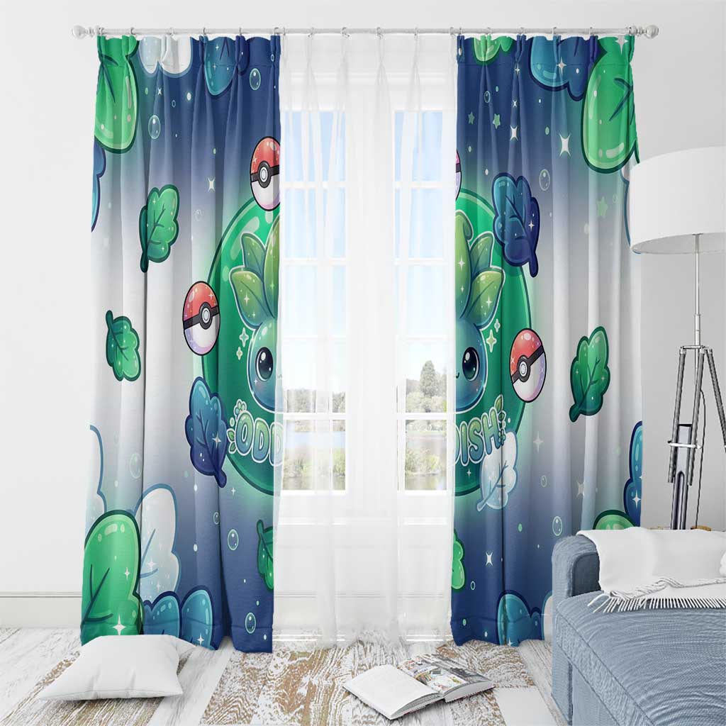 Oddish Window Curtain Whimsical Kawaii Botanical Fantasy