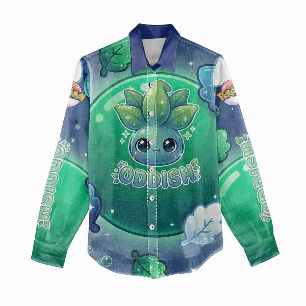 Oddish Women Casual Shirt Whimsical Kawaii Botanical Fantasy