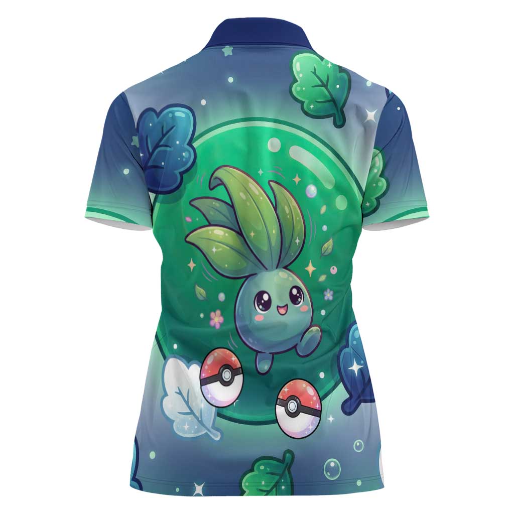 Oddish Women Polo Shirt Whimsical Kawaii Botanical Fantasy