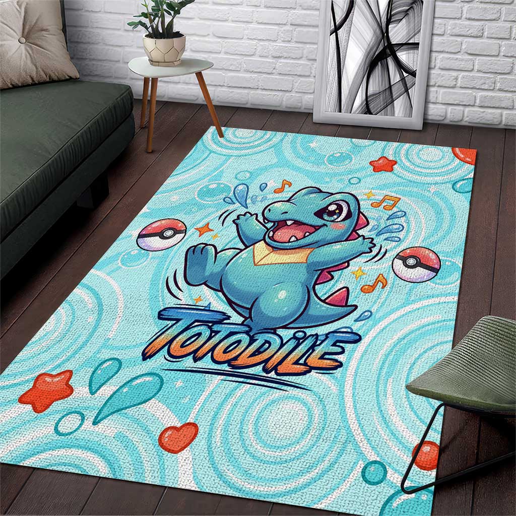 Totodile Area Rug Vibrant Kawaii Splash Pop Art