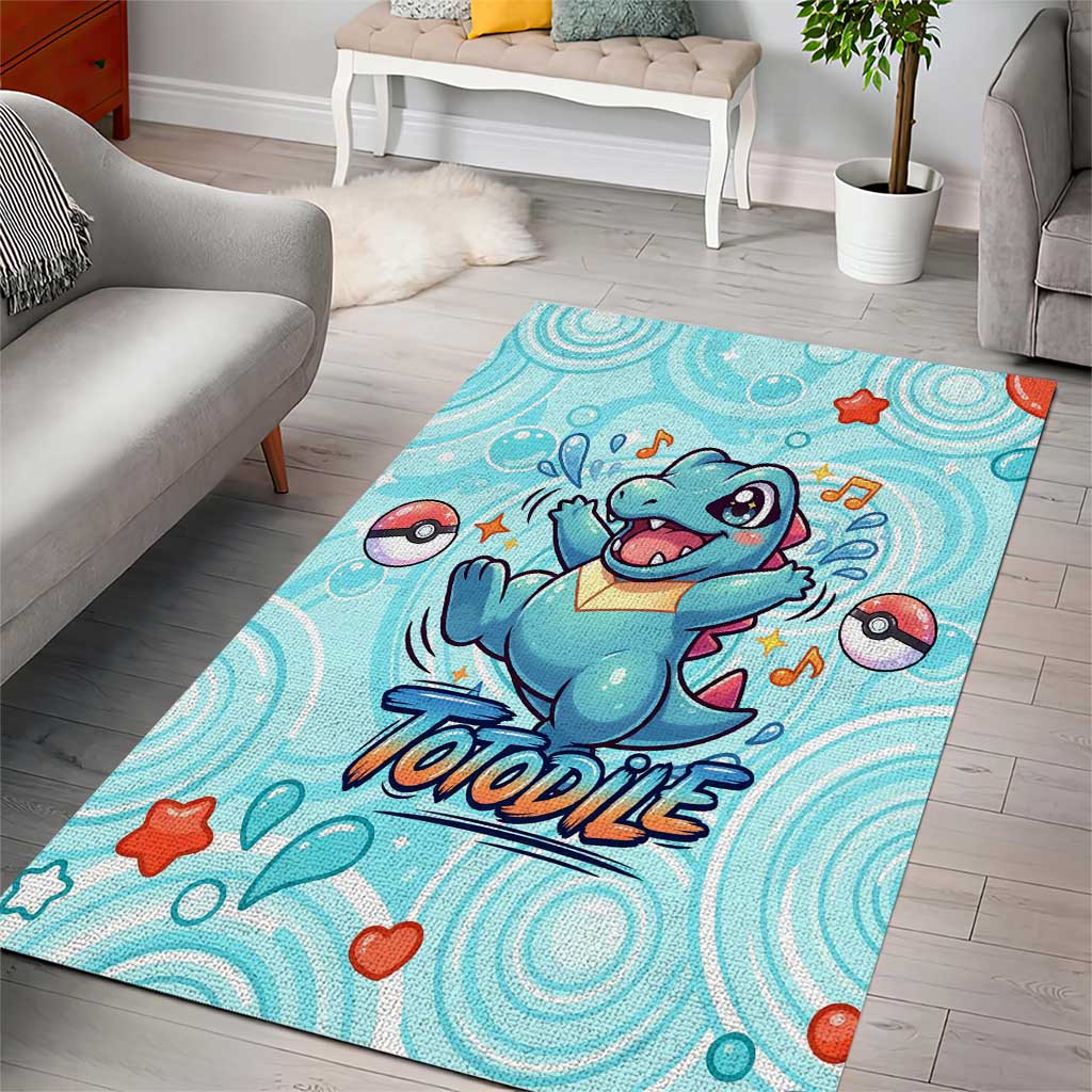 Totodile Area Rug Vibrant Kawaii Splash Pop Art