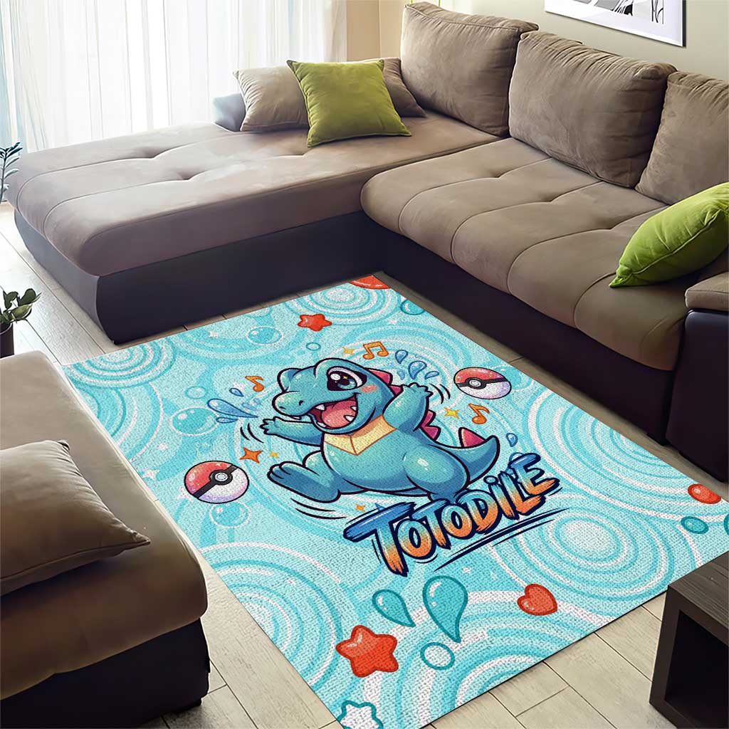 Totodile Area Rug Vibrant Kawaii Splash Pop Art