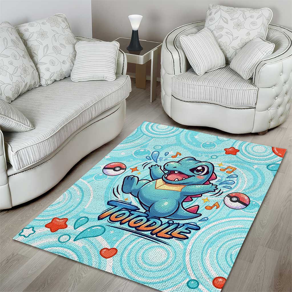 Totodile Area Rug Vibrant Kawaii Splash Pop Art