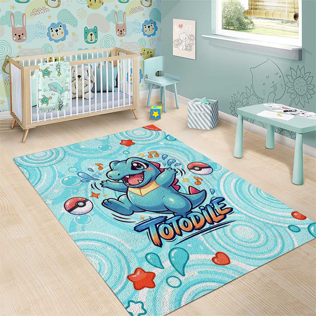 Totodile Area Rug Vibrant Kawaii Splash Pop Art