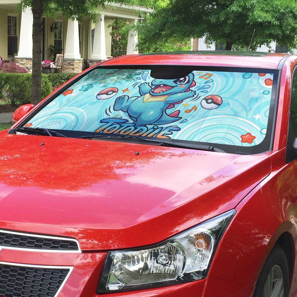 Totodile Auto Sun Shade Vibrant Kawaii Splash Pop Art