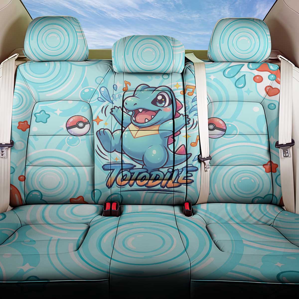 Totodile Back Car Seat Cover Vibrant Kawaii Splash Pop Art