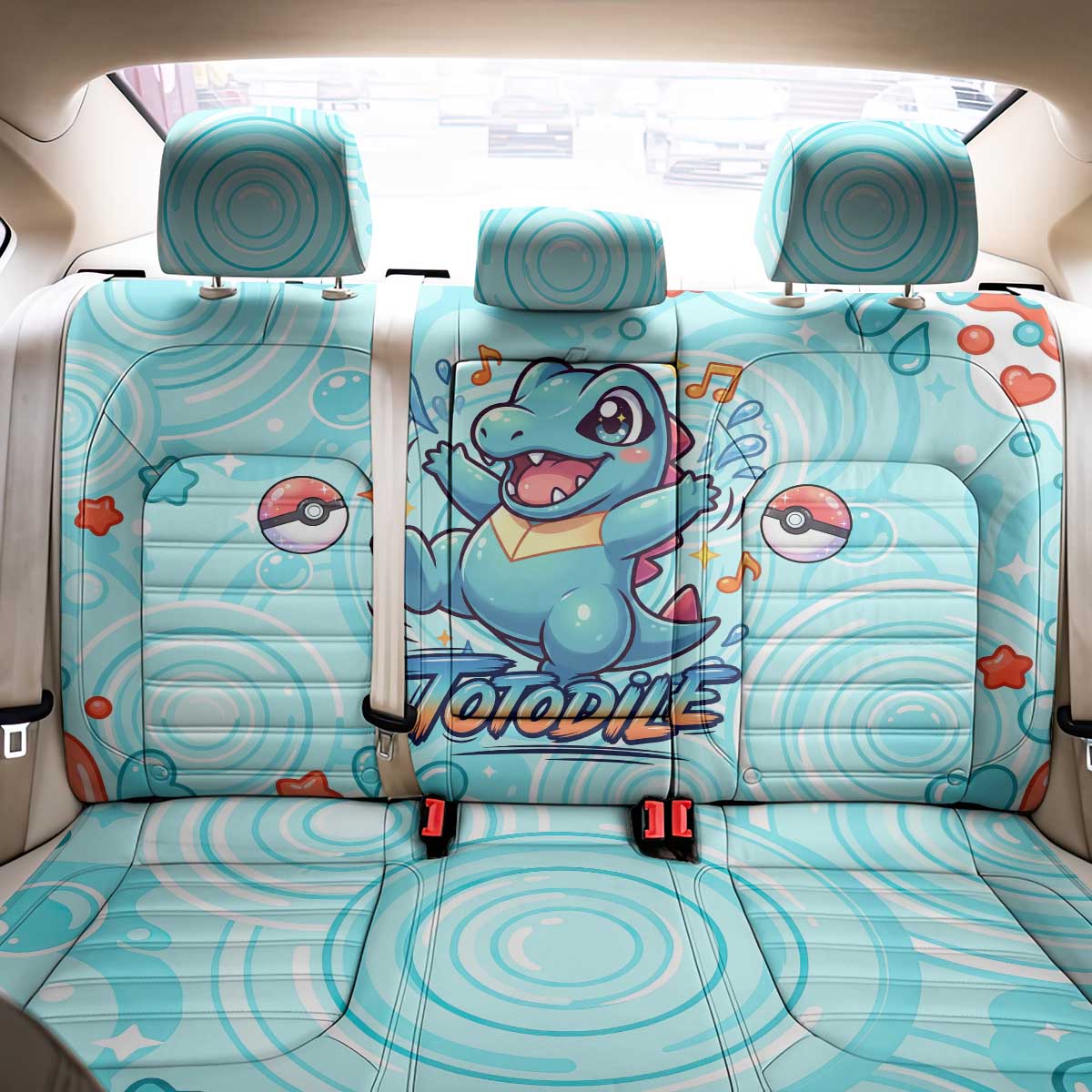 Totodile Back Car Seat Cover Vibrant Kawaii Splash Pop Art
