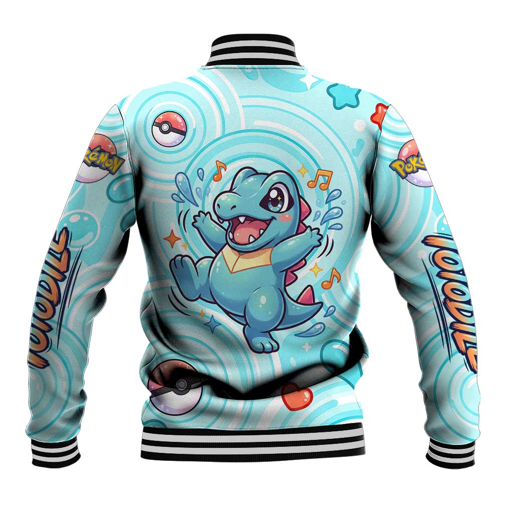 Totodile Baseball Jacket Vibrant Kawaii Splash Pop Art