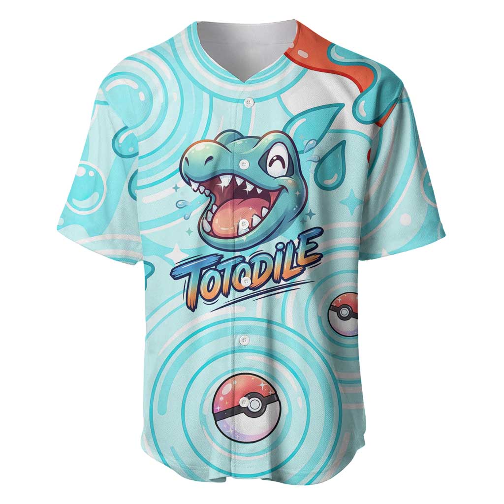 Totodile Baseball Jersey Vibrant Kawaii Splash Pop Art