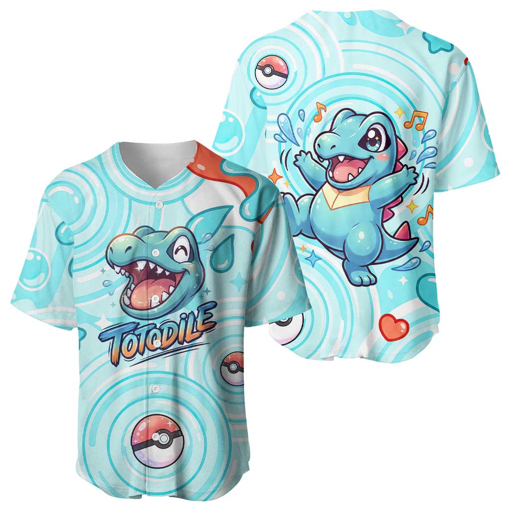 Totodile Baseball Jersey Vibrant Kawaii Splash Pop Art