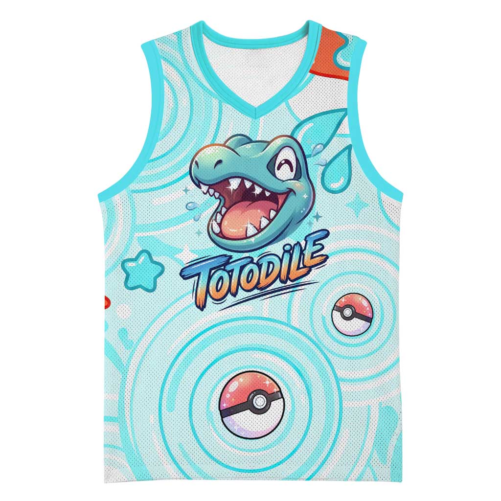 Totodile Basketball Jersey Vibrant Kawaii Splash Pop Art