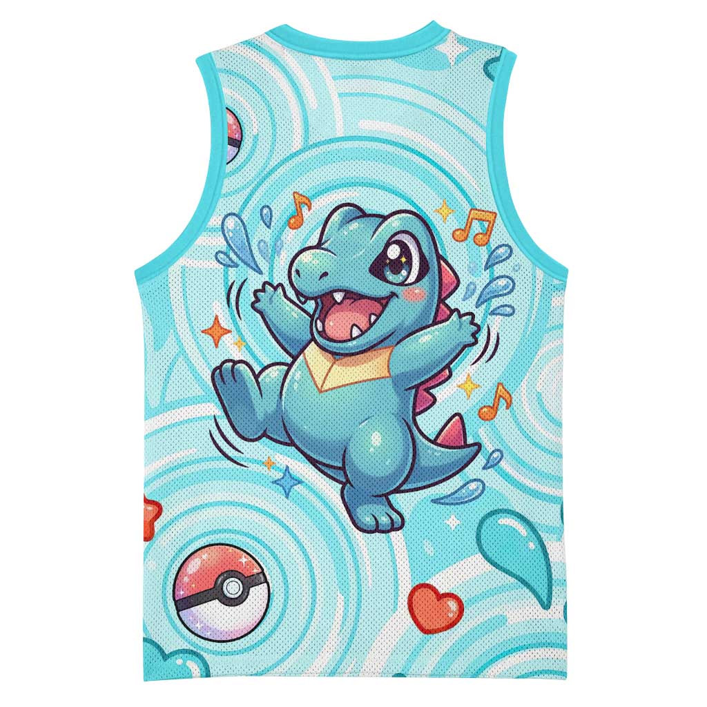 Totodile Basketball Jersey Vibrant Kawaii Splash Pop Art