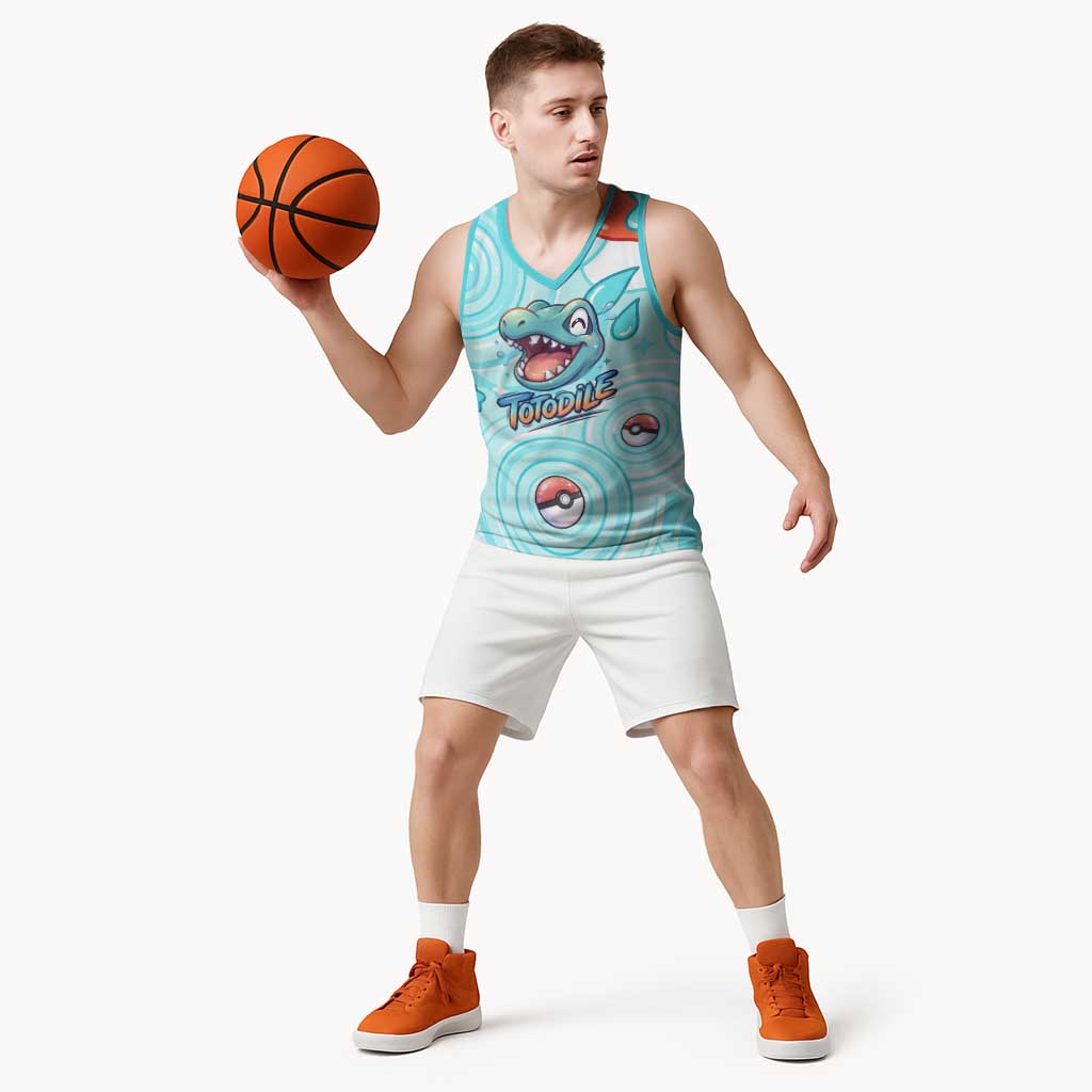 Totodile Basketball Jersey Vibrant Kawaii Splash Pop Art
