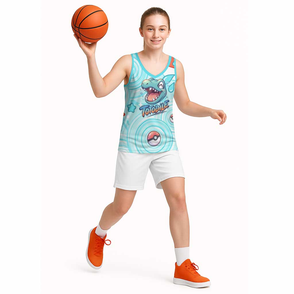 Totodile Basketball Jersey Vibrant Kawaii Splash Pop Art