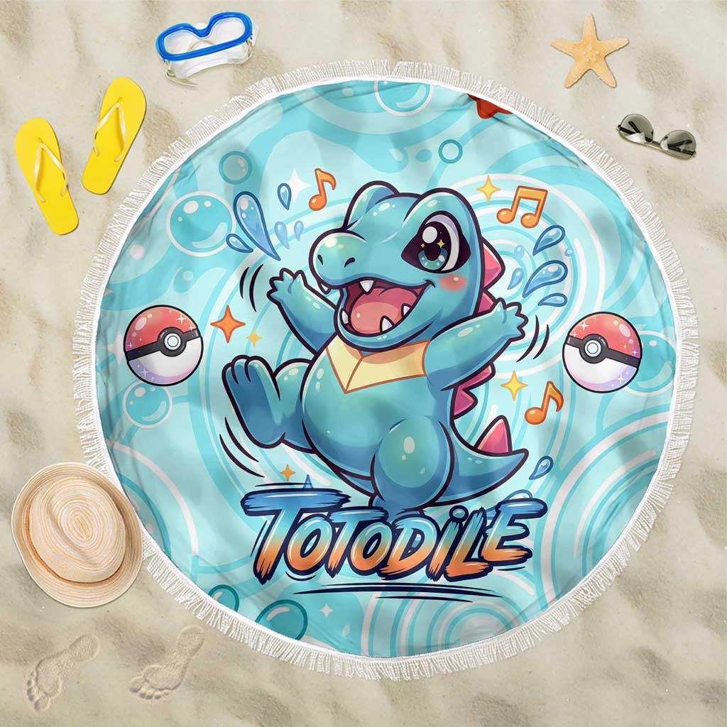 Totodile Beach Blanket Vibrant Kawaii Splash Pop Art