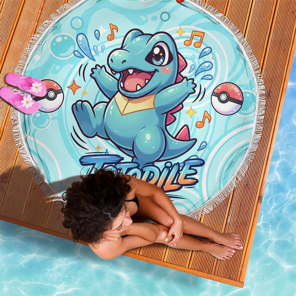 Totodile Beach Blanket Vibrant Kawaii Splash Pop Art