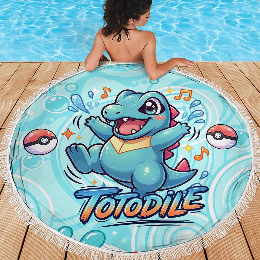 Totodile Beach Blanket Vibrant Kawaii Splash Pop Art