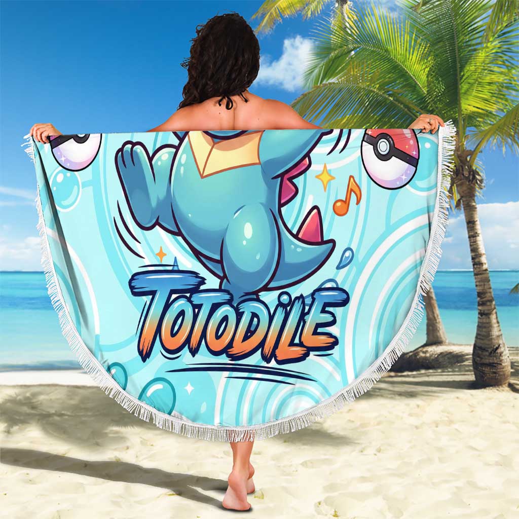 Totodile Beach Blanket Vibrant Kawaii Splash Pop Art