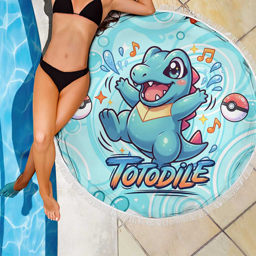 Totodile Beach Blanket Vibrant Kawaii Splash Pop Art