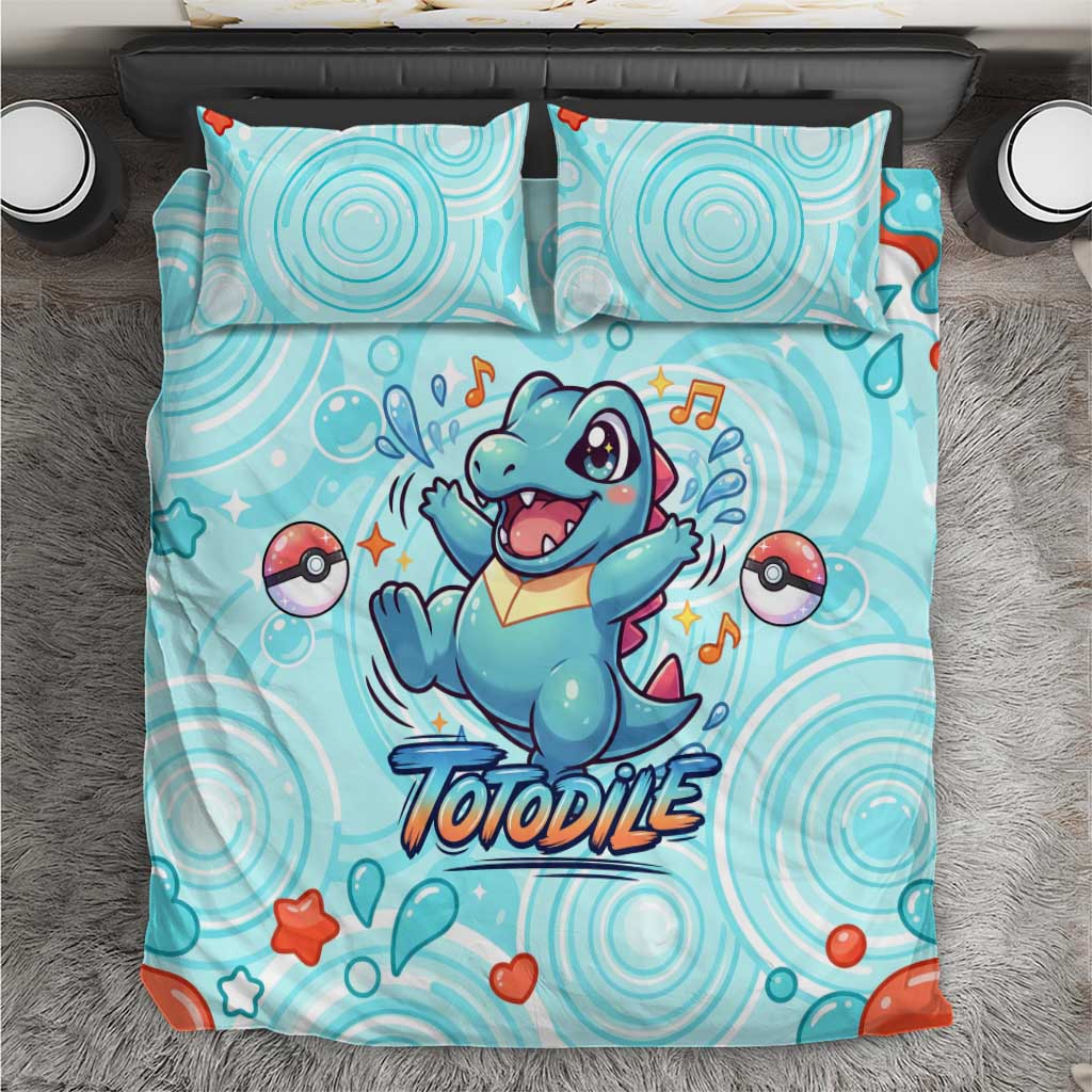 Totodile Bedding Set Vibrant Kawaii Splash Pop Art