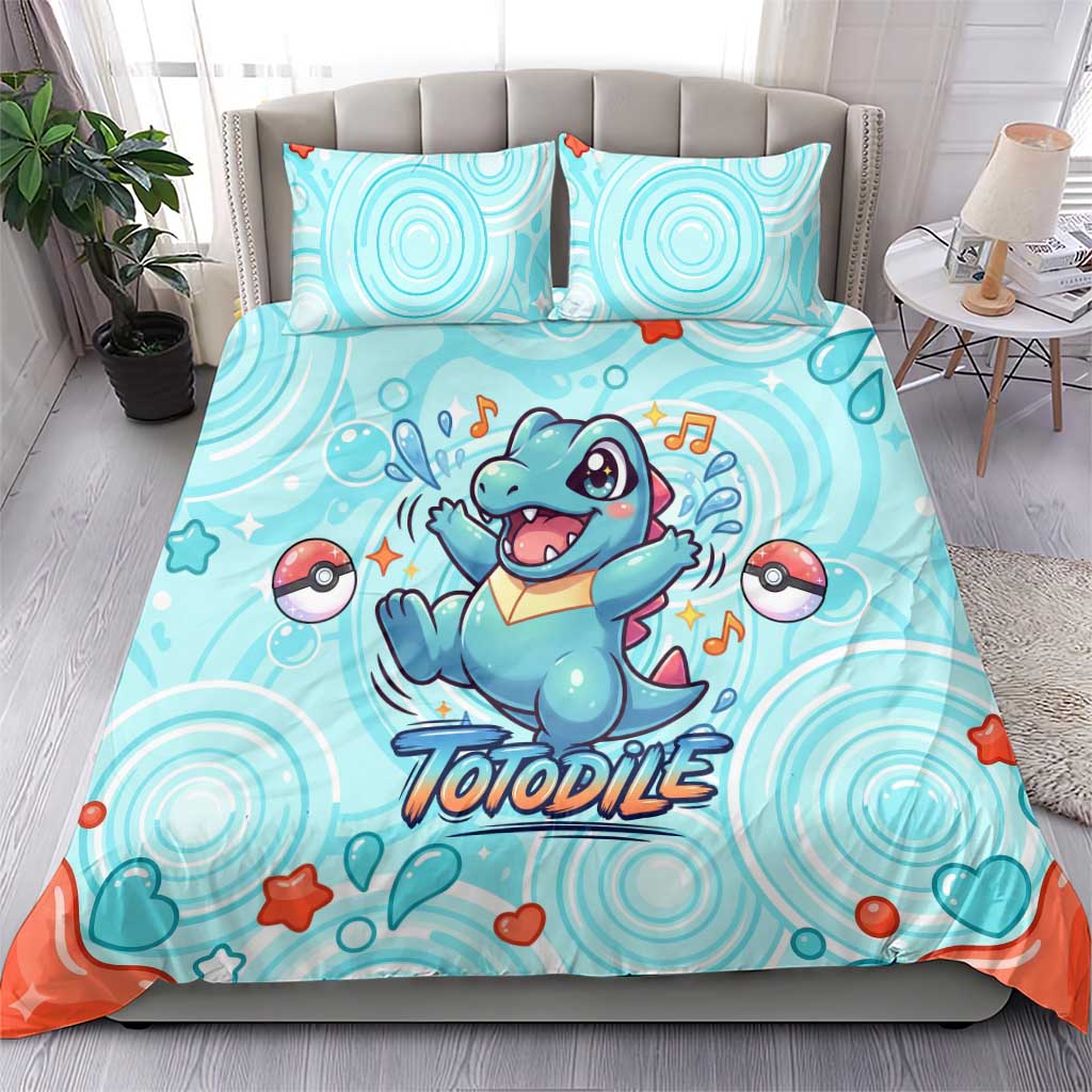 Totodile Bedding Set Vibrant Kawaii Splash Pop Art