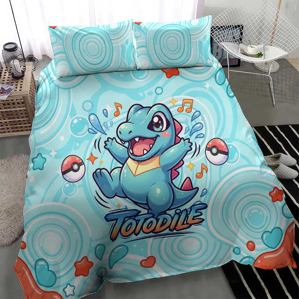 Totodile Bedding Set Vibrant Kawaii Splash Pop Art