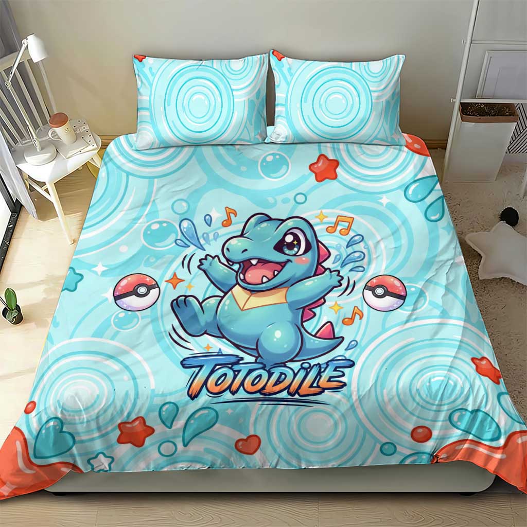 Totodile Bedding Set Vibrant Kawaii Splash Pop Art