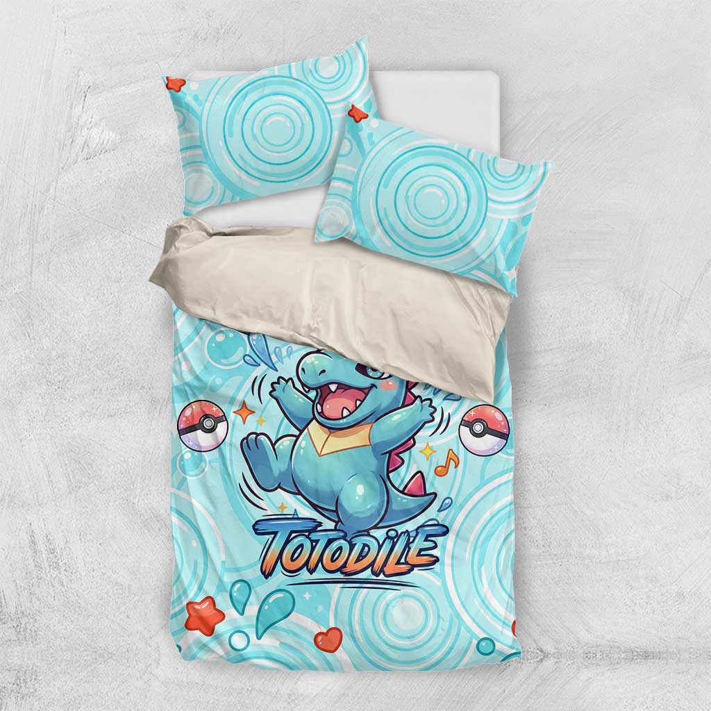 Totodile Bedding Set Vibrant Kawaii Splash Pop Art