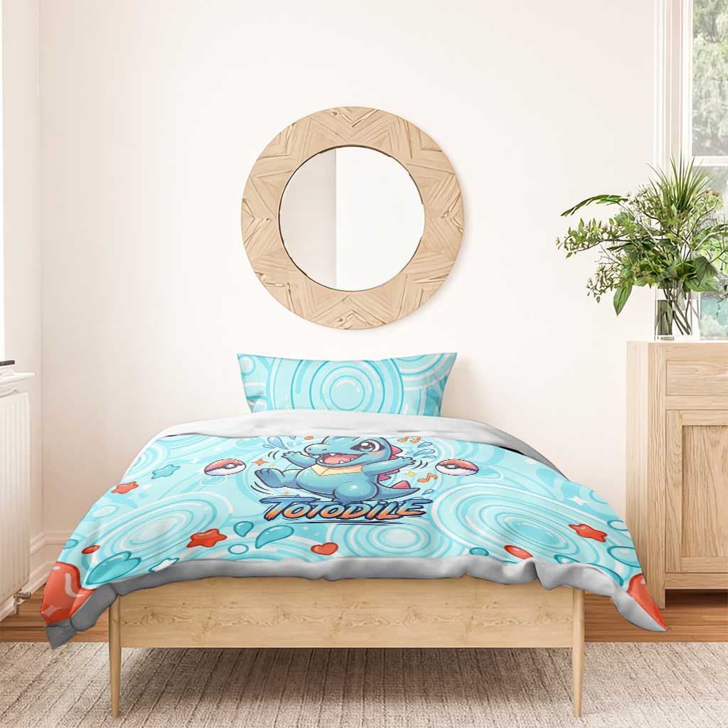 Totodile Bedding Set Vibrant Kawaii Splash Pop Art
