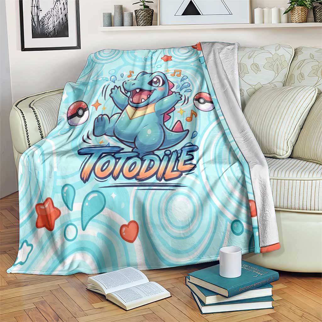 Totodile Blanket Vibrant Kawaii Splash Pop Art