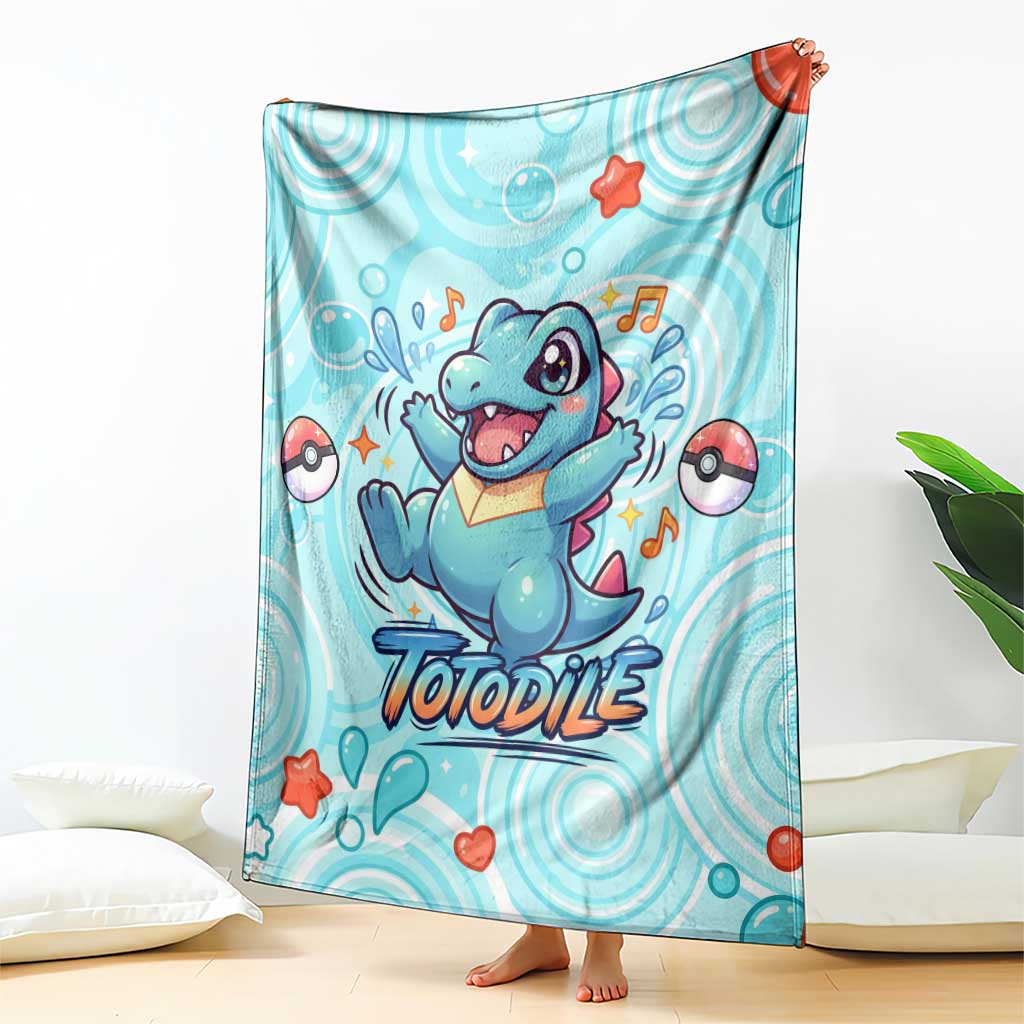 Totodile Blanket Vibrant Kawaii Splash Pop Art