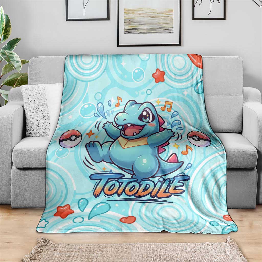 Totodile Blanket Vibrant Kawaii Splash Pop Art