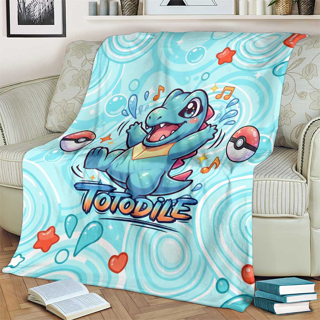 Totodile Blanket Vibrant Kawaii Splash Pop Art
