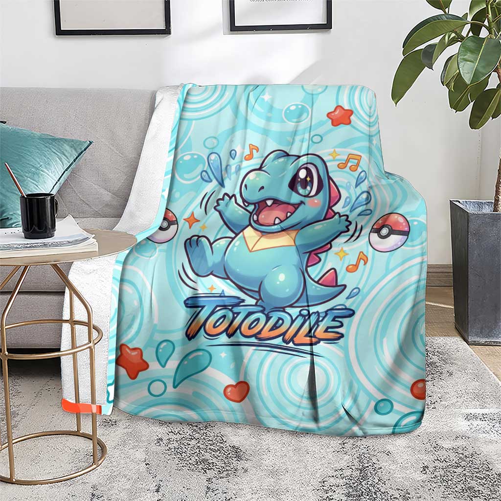 Totodile Blanket Vibrant Kawaii Splash Pop Art