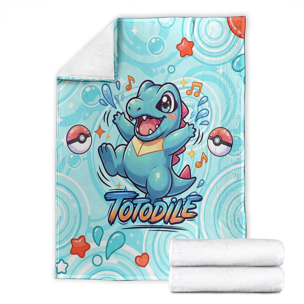Totodile Blanket Vibrant Kawaii Splash Pop Art