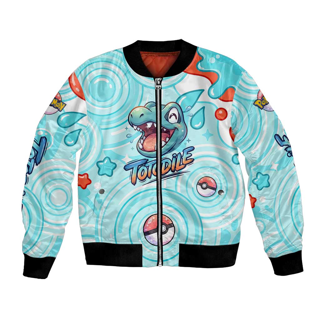 Totodile Bomber Jacket Vibrant Kawaii Splash Pop Art