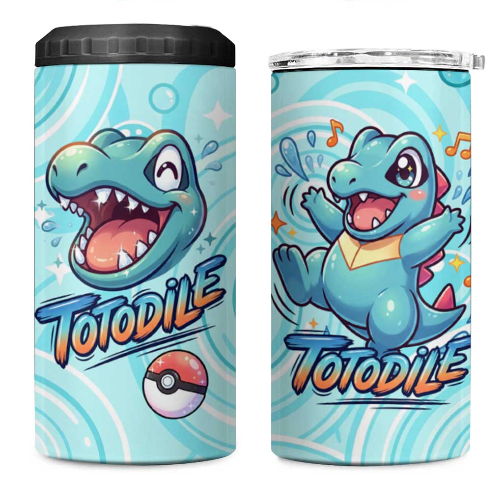 Totodile 4 in 1 Can Cooler Tumbler Vibrant Kawaii Splash Pop Art
