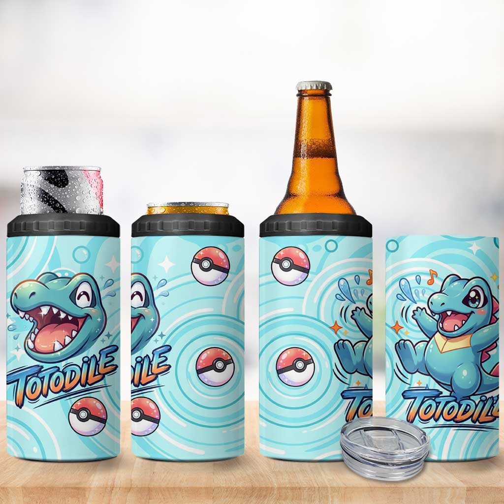 Totodile 4 in 1 Can Cooler Tumbler Vibrant Kawaii Splash Pop Art