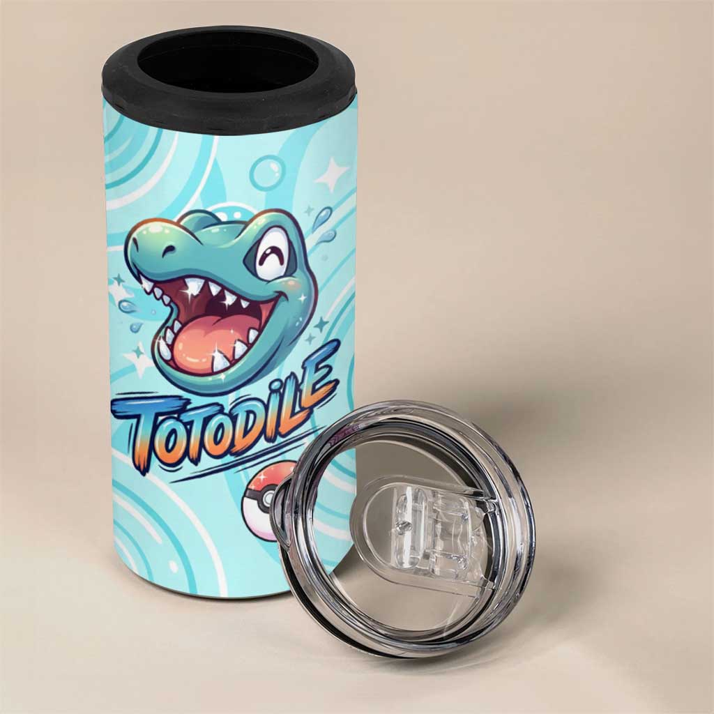 Totodile 4 in 1 Can Cooler Tumbler Vibrant Kawaii Splash Pop Art