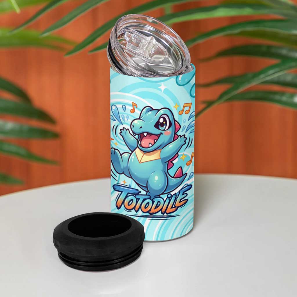Totodile 4 in 1 Can Cooler Tumbler Vibrant Kawaii Splash Pop Art
