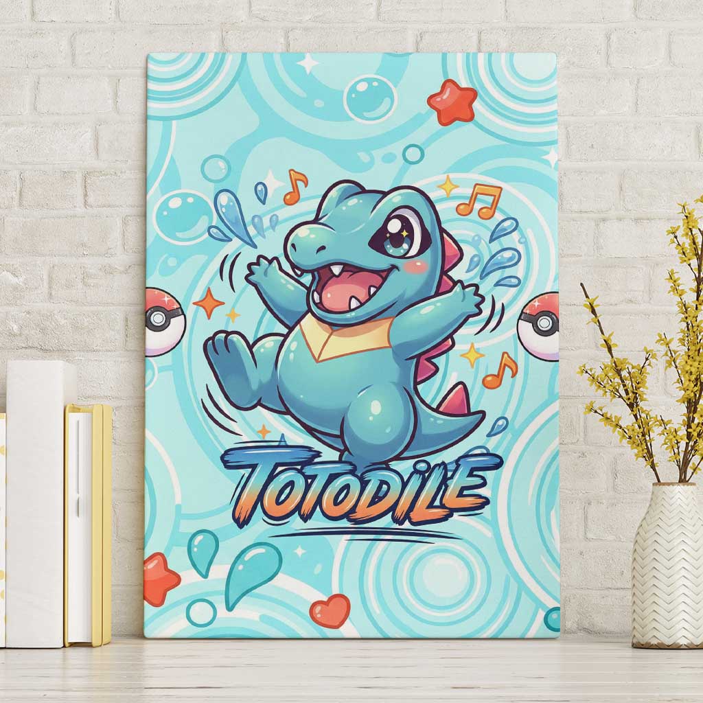 Totodile Canvas Wall Art Vibrant Kawaii Splash Pop Art