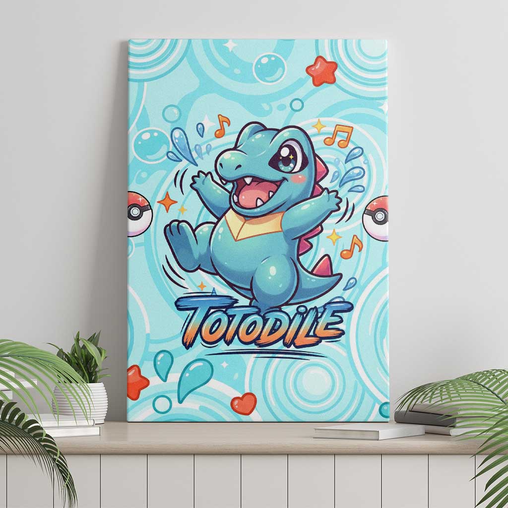 Totodile Canvas Wall Art Vibrant Kawaii Splash Pop Art