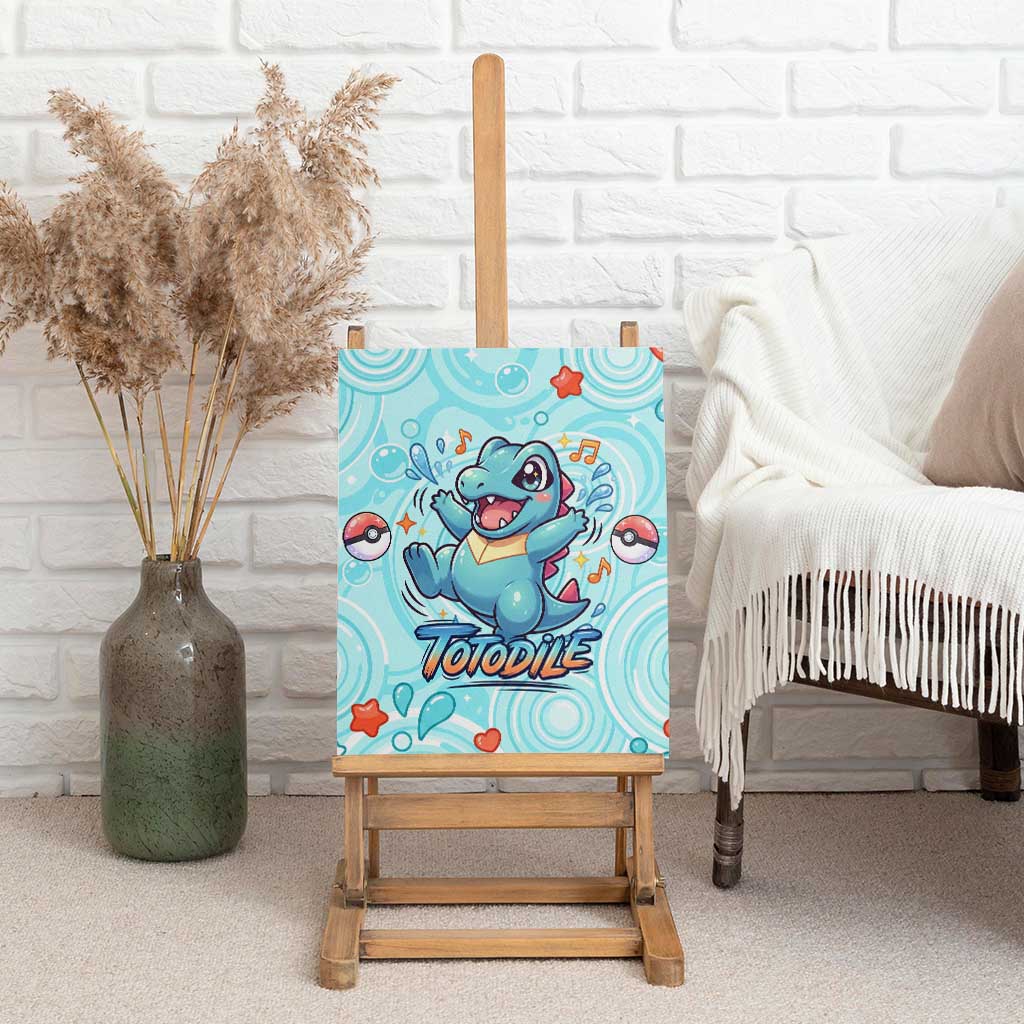 Totodile Canvas Wall Art Vibrant Kawaii Splash Pop Art