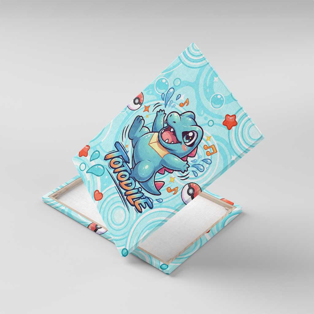 Totodile Canvas Wall Art Vibrant Kawaii Splash Pop Art