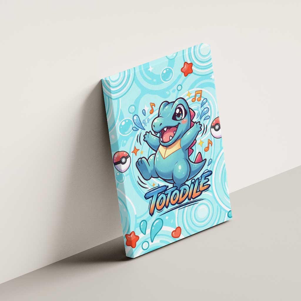 Totodile Canvas Wall Art Vibrant Kawaii Splash Pop Art
