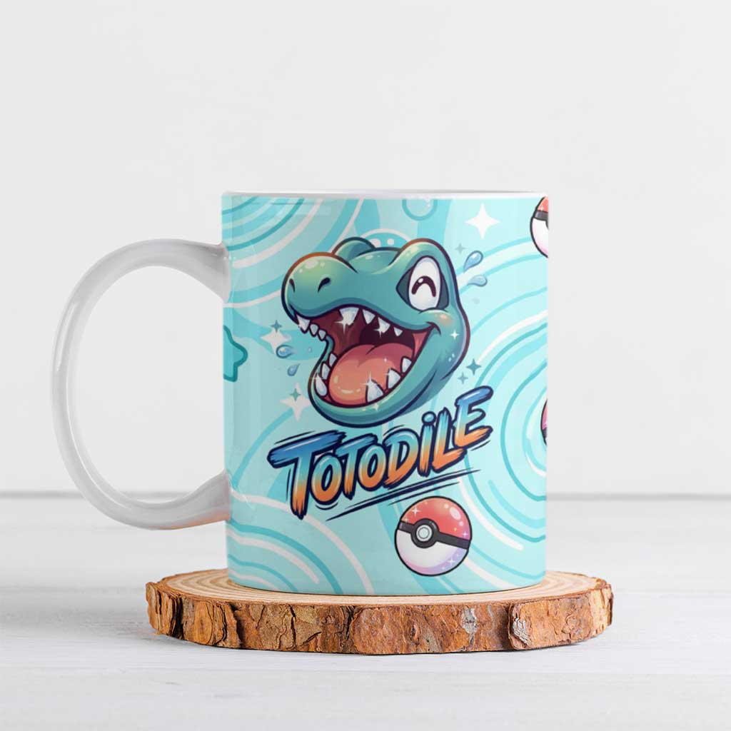 Totodile Ceramic Mug Vibrant Kawaii Splash Pop Art